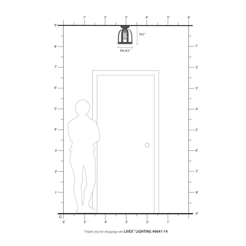 Stoneridge Textured Black and Brushed Nickel 1-Light Semi-Flush Mount