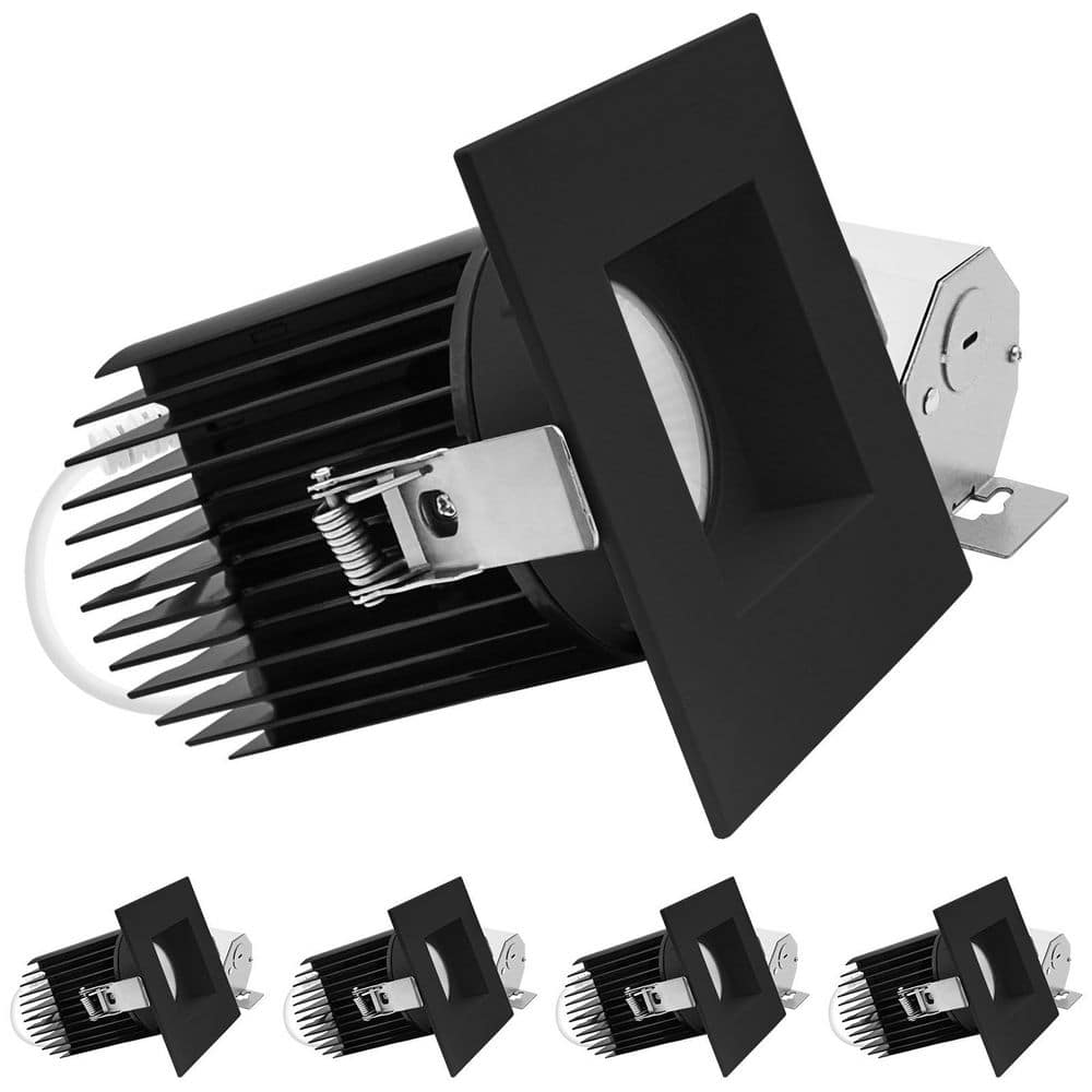 4 in. Integrated LED Trimless Regressed Spotlight with Square Black Trim,5CCT, 60º, 22W, 1700LM Dimmable IC Rated 4 Pack price history on PriceWatchPro