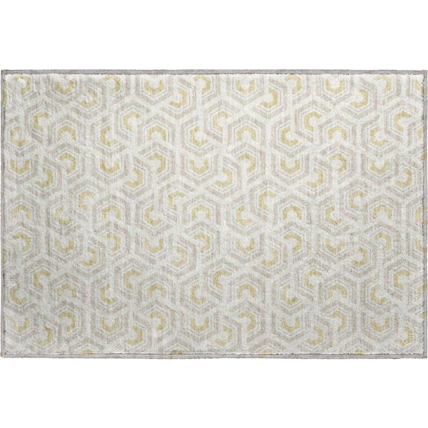 Mayfield Premium Machine Washable Abstract AMF2554 Ivory 2 ft. x 3 ft. Accent Rug