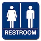 8 in. x 8 in. Blue Plastic with Braille Restroom Sign