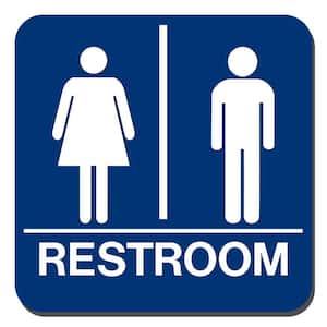 8 in. x 8 in. Blue Plastic with Braille Restroom Sign