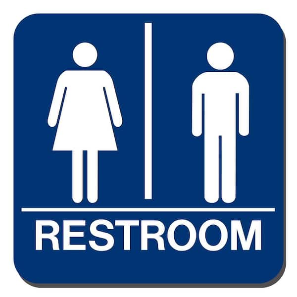 Lynch Sign 8 in. x 8 in. Blue Plastic with Braille Restroom Sign