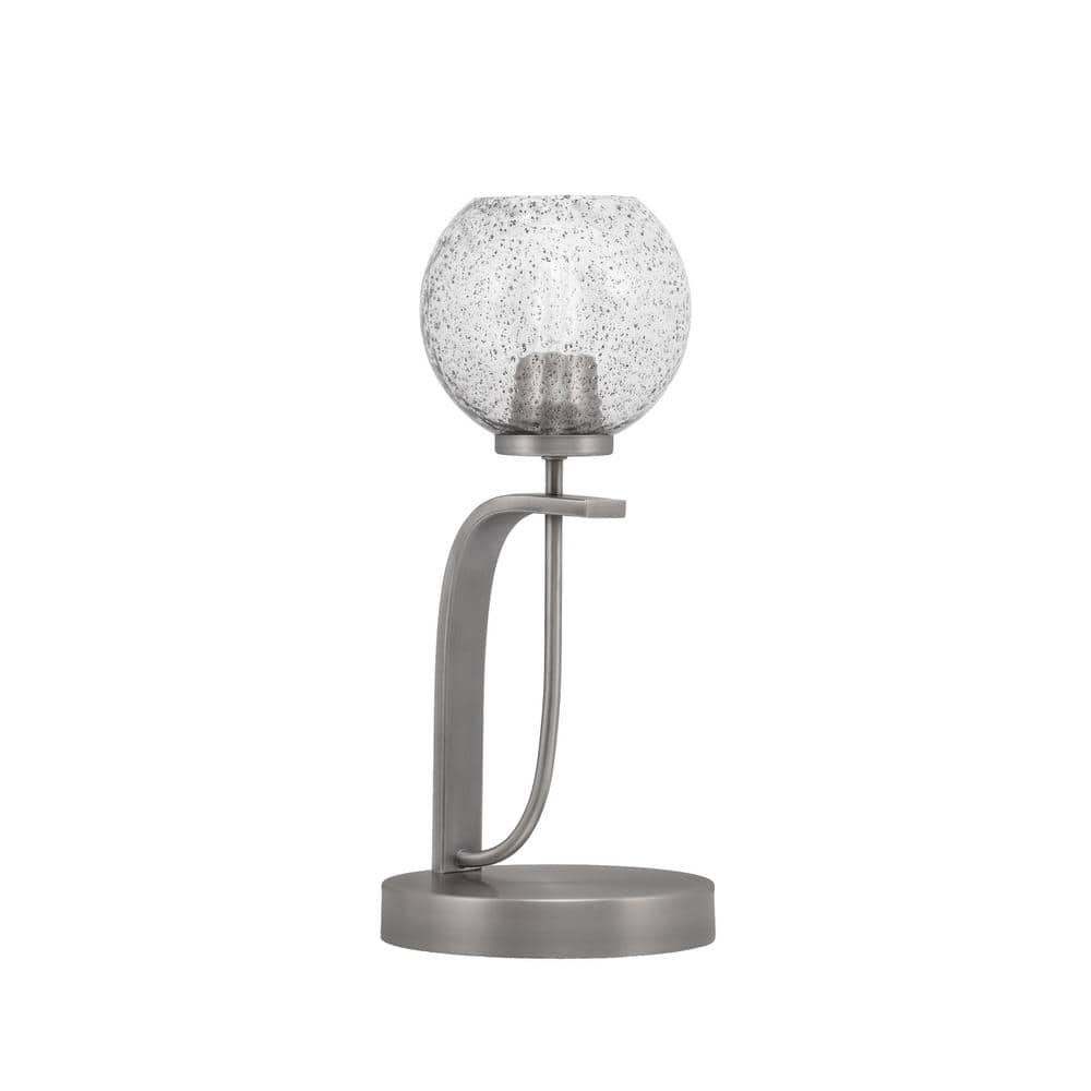 Olympia 15.5 in. Graphite Piano Desk Lamp with Smoke Bubble Glass Shade