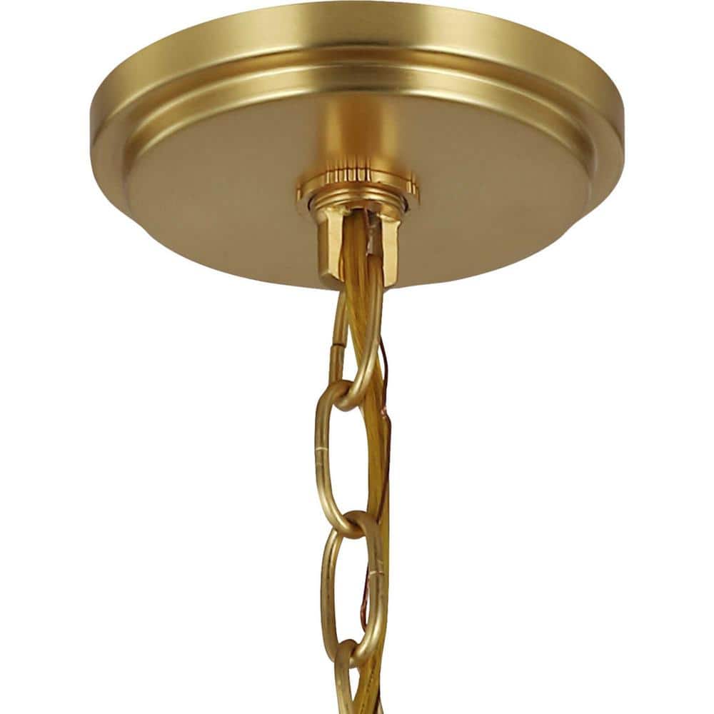 Satin Brass Four-Light Drum Foyer Chandelier