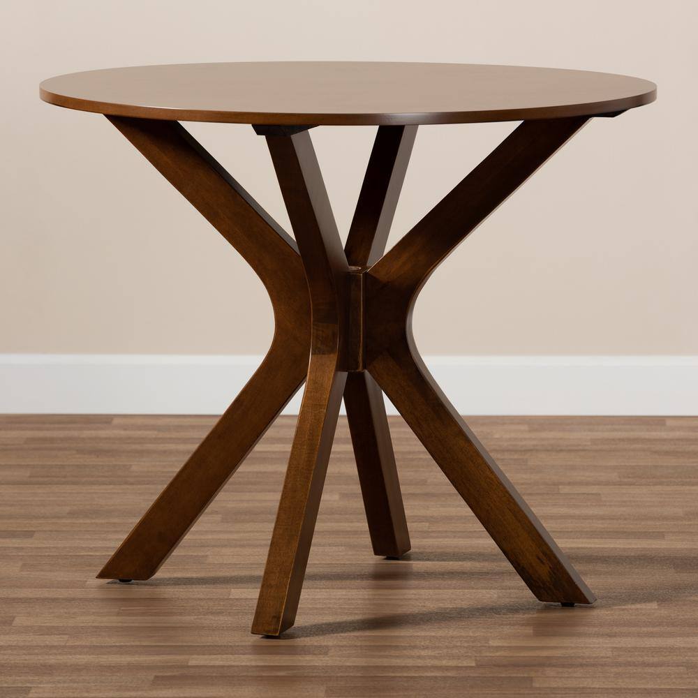 Kenji 35" Walnut Brown Round Wood Dining Table