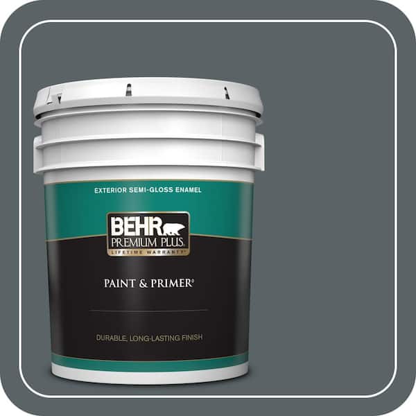 BEHR PREMIUM PLUS 5 gal. Home Decorators Collection #HDC-AC-25 Blue Metal Semi-Gloss Enamel Exterior Paint & Primer