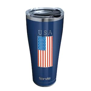 Pre-coated YETI 24oz Mug With Thin Red or Blue Line Flag. 