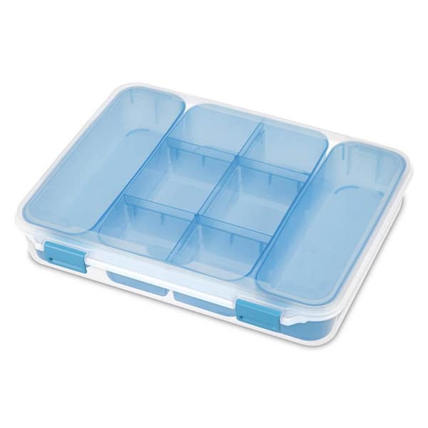 Bins & Things Multi-Compartment Craft Storage Organizer Box with Dividers,  Blue