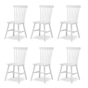 Windsor White Solid Wood Dining Chairs for Kitchen and Dining Room Set of 6