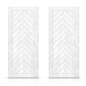 72 in. x 80 in. Hollow Core White Stained Solid Wood Interior Double Sliding Closet Doors