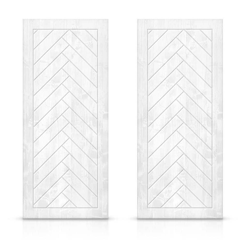 84 in. x 96 in. Hollow Core White Stained Pine Wood Interior Double Sliding Closet Doors price history on PriceWatchPro