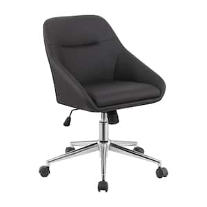 Brown and Chrome Faux Leather Adjustable Height Office Chair with Casters