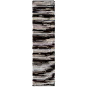 Rag Rug Black/Multi 2 ft. x 8 ft. Striped Runner Rug