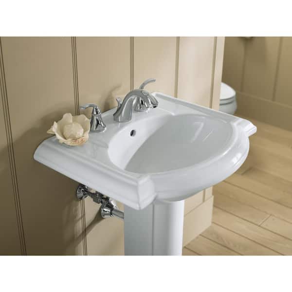 KOHLER Devonshire 24.25 in. x 19.75 in. Pedestal Bathroom Sink in Biscuit Vitreous China with Drain