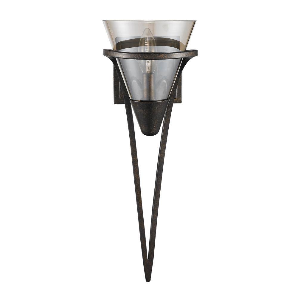 Burnt Sienna Bronze Swing Arm Wall Sconce with Glass Shade