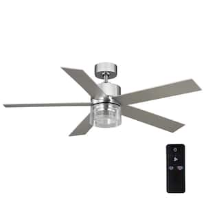 Crysalis 52 in. Indoor Chrome Ceiling Fan with Bubble Glass with Adjustable White Integrated LED with Remote Included