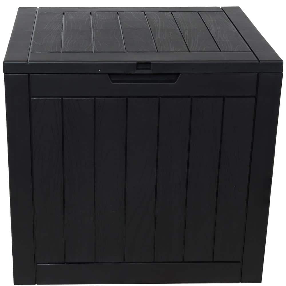 Phantom Gray Lockable Resin Deck Box with Faux Wood Design