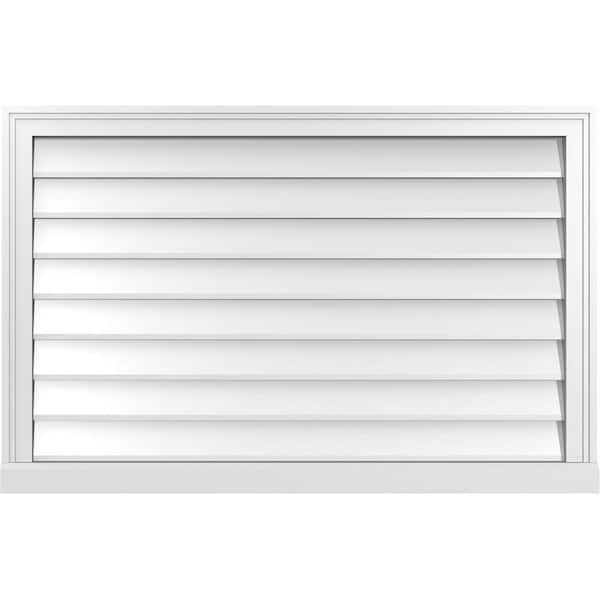 Ekena Millwork 40 in. x 26 in. Vertical Surface Mount PVC Gable Vent: Decorative with Brickmould Sill Frame