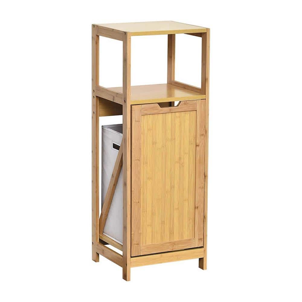 Bamboo Tilt-Out Laundry Hamper with Shelves and Lid