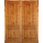 Krosswood Doors 48 in. x 96 in. Rustic Knotty Alder 2-Panel Square Top ...