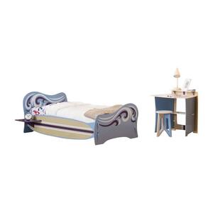 Legare Surfer Blue and White Twin-Size Bed and Desk Set (2-Piece)