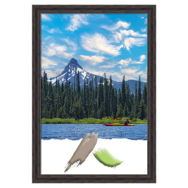 Amanti Art Rustic Pine Brown Narrow Wood Picture Frame Opening Size 24x36 in.