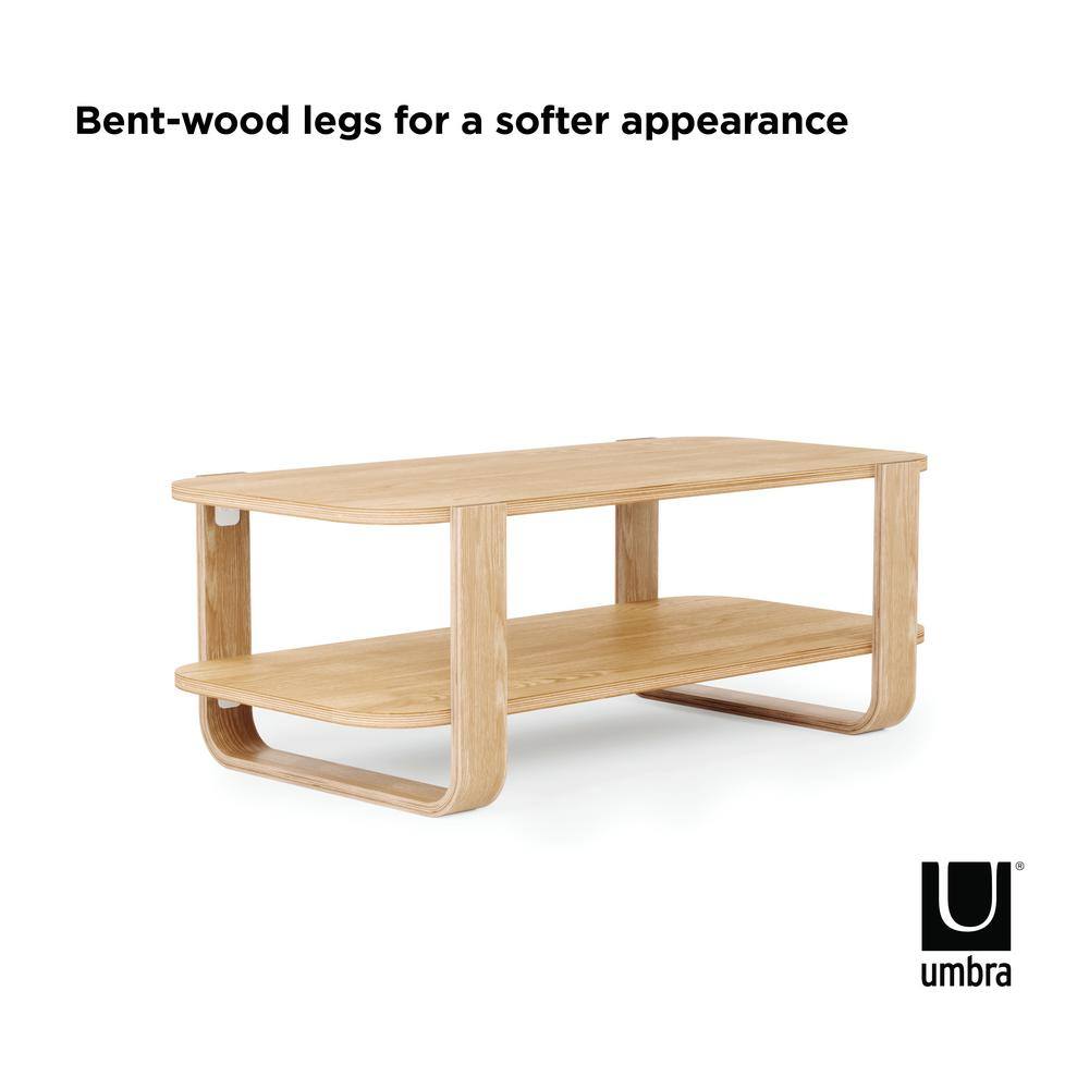 Natural Walnut Wood Rectangular Cocktail Table with Bentwood Legs
