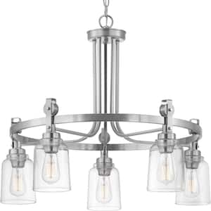 Knollwood 5-Light Brushed Nickel Chandelier with Clear Glass Shades