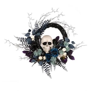 24 in. Halloween Skull Half Wreath