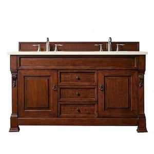 Brookfield 60 in. W x 23.5 in. D x 34.3 in. H Bath Vanity in Warm Cherry with Eternal Marfil Quartz Top