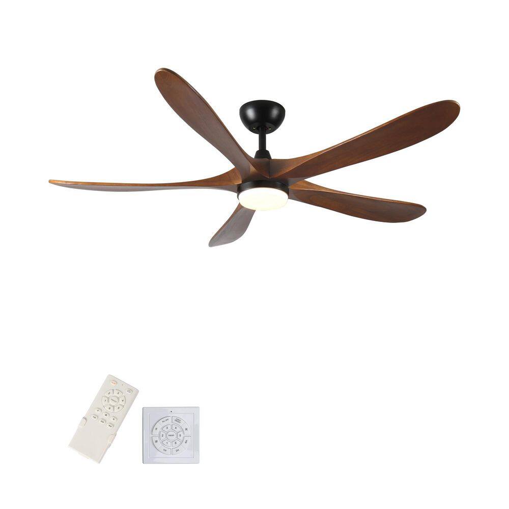 52 in. LED Ceiling Fan, Walnut Finish, 5 Solid Wood Blades, Indoor/Outdoor, 6-Spd Remote, Adj Downrod, Downrod Mount price history on PriceWatchPro