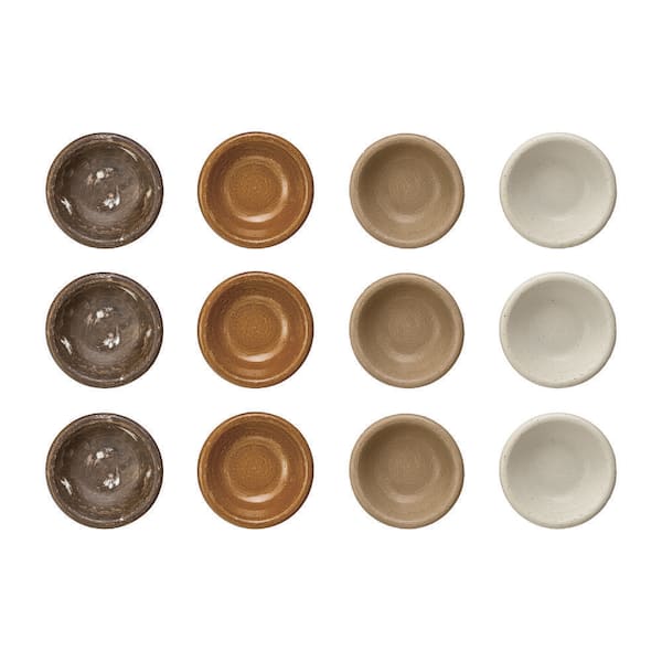 5 in. 7.4 fl. oz. Multicolor Earthen Hues Stoneware Serving Bowl Collection (Set of 12)