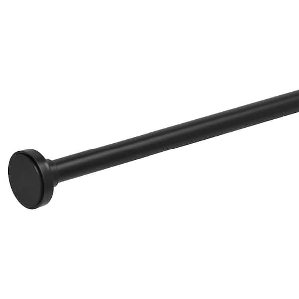 28 in. - 46 in. Tension 3/4 in Single Curtain Rod Kit in Matte Black with Flat Finial