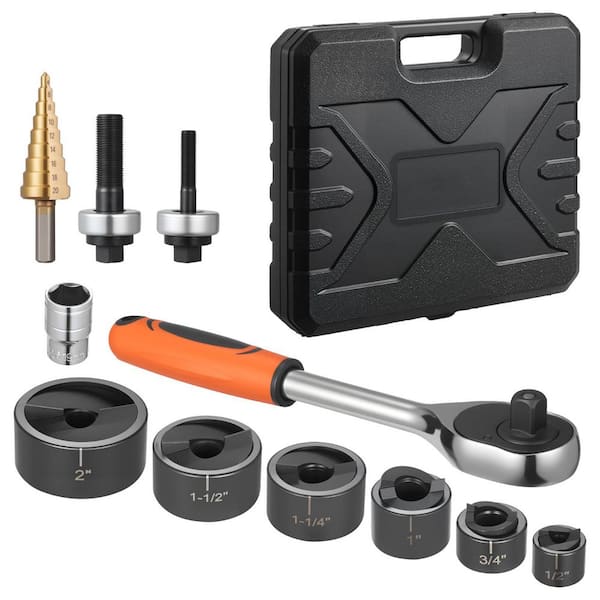 Knockout Punch Set, 40 Cr Steel Ko Tool Kit, 1/2 to 2 in. SLUG-Buster Ratchet Knockout Set for Aluminum, Mild steel