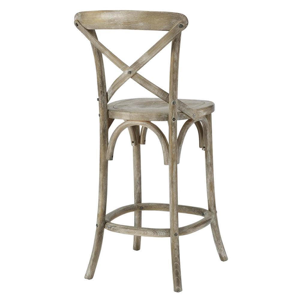 Farmhouse Charm Modern Gray Elm Wood Counter Stool