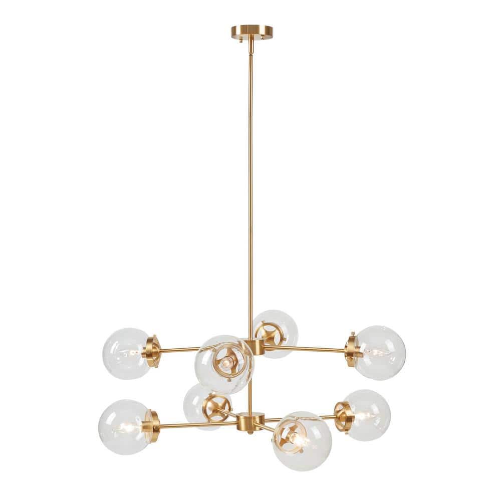 Calista 34" Gold and Glass 8-Light Chandelier