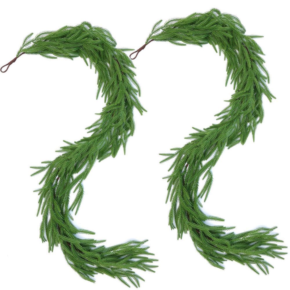 6 ft. Artificial Norfolk Pine Garlands, Green Artificial Greenery Garland for Table, Mantle and Wall (2-Pack) price history on PriceWatchPro