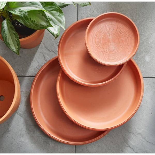 Grosfillex 16 in. Dia Terra Cotta Resin Planter Saucer (5-Pack) US516089 -  The Home Depot