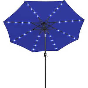 9 ft. LED Market Solar Tilt Outdoor Patio Umbrella in Blue