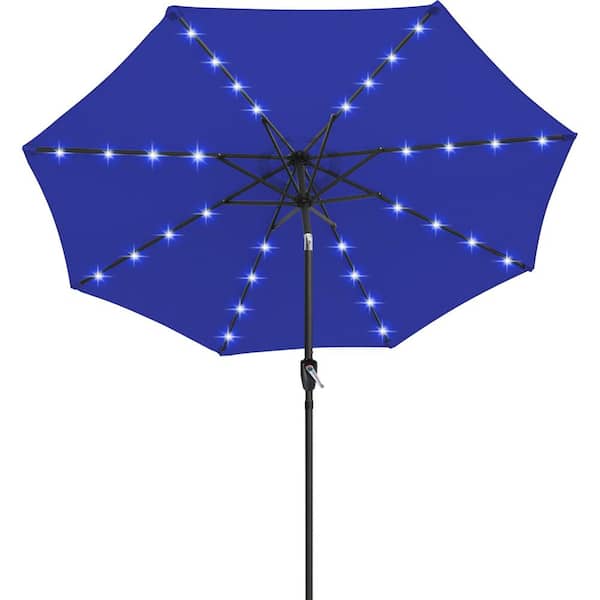 ABCCANOPY 9 ft. LED Market Solar Tilt Outdoor Patio Umbrella in Blue