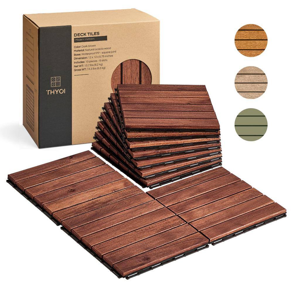 1 ft. x 1 ft. 10-Pieces Wood Deck Tiles Water Resistant for Indoor and Outdoor Floorn in Brown price history on PriceWatchPro