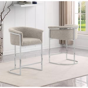 Luke 30 in. Gray Low Back Metal Frame Chrome Base Barstool (Set of 2)