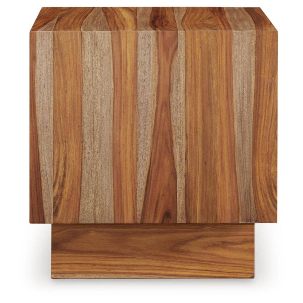 Sheesham Wood Square End Table with Open Shelves, Brown