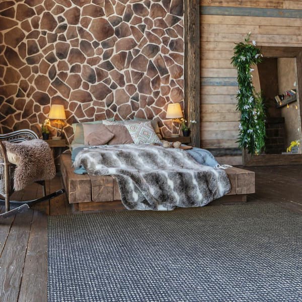 Agra Collection Static Design 5 ft. x 8 ft. Indoor Handmade Wool Area Rug, 5 ft. x 7 ft. 6 in., Blue