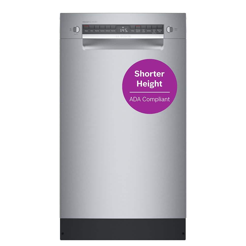 Bosch 800 Series 18 in. ADA Compact Front Control Dishwasher in Stainless Steel with Stainless Steel Tub and 3rd Rack, 44dBA, Silver