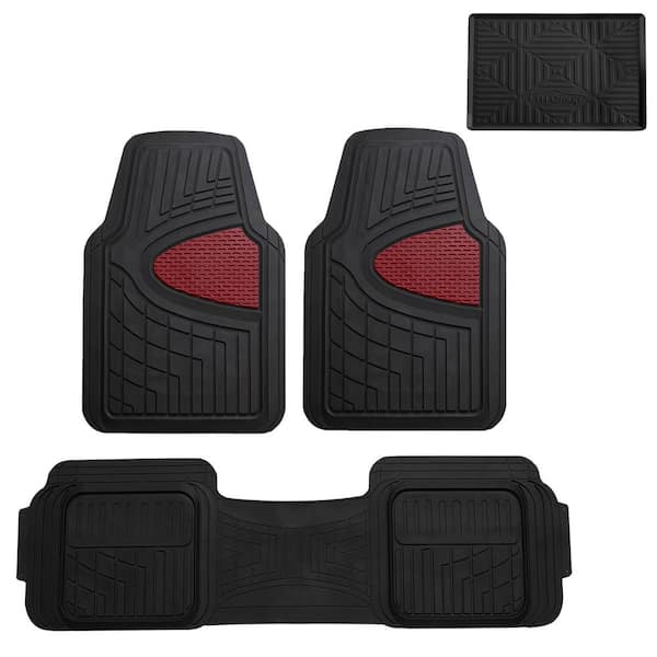 FH Group Burgundy Heavy Duty Liners Trimmable Touchdown Floor Mats - Universal Fit for Cars, SUVs, Vans and Trucks - Full Set