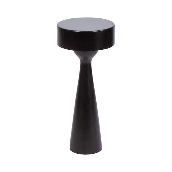 Kate and Laurel Solbrett 9.5 in. Black Round Solid Wood End Table