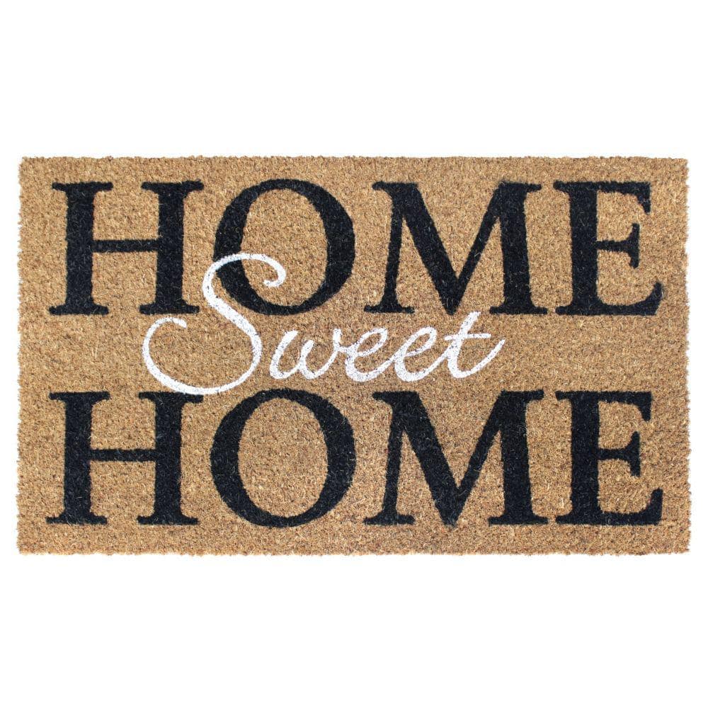 Home Sweet Home Brown Orange 18 in. x 30 in. 100% Recycled Rubber Half  Round Outdoor Front Door Mat 144131040 - The Home Depot