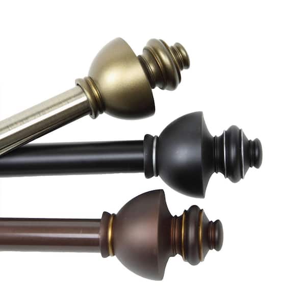 Rod Desyne 48 in. - 84 in. Telescoping Single Curtain Rod Kit in Antique Brass with Dynasty Finial
