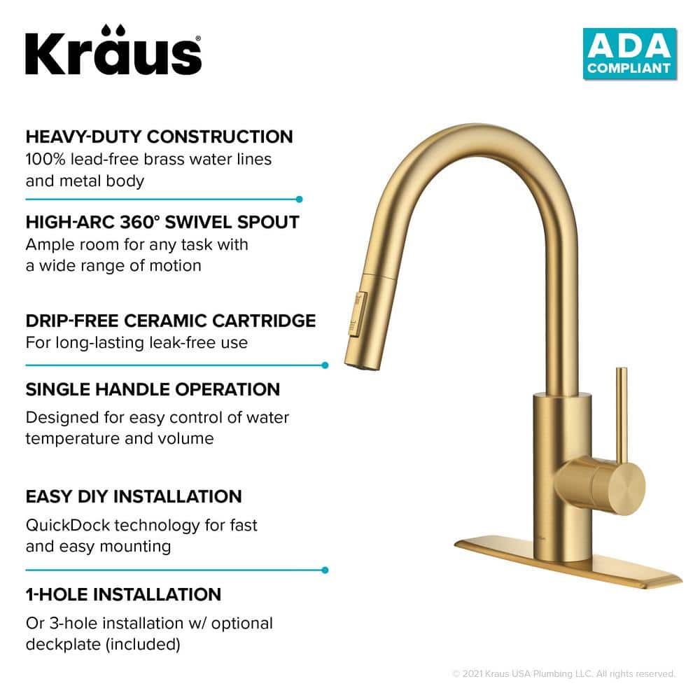 Brushed Brass Single Handle Pull Down Kitchen Faucet